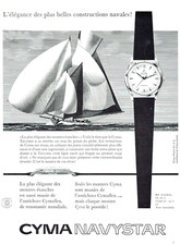 publicité Advertising  0922  1958  montre Cyma  Navystar  cymaflex  élégance