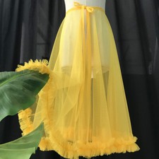 Femme Lacet Maille Jupe Portefeuille sous-Jupe Paréo Plage Transparent Ruche Uni