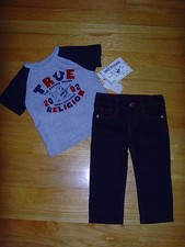 NEW TRUE RELIGION BABY BOYS OUTFIT 2PC GIFT SET STRAIGHT JEANS & T-SHIRT 18M