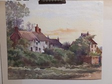 ancienne aquarelle originale, paysage de campagne , non signé