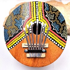 Kalimba en noix de coco,karimba en bois,piano à pouce,artisanal,rond,peint,jaune