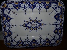 RARE PLAT RECTANGULAIRE SARREGUEMINES U&C CLUNY SIGNE ET NUMEROTE 37 x 29 cm