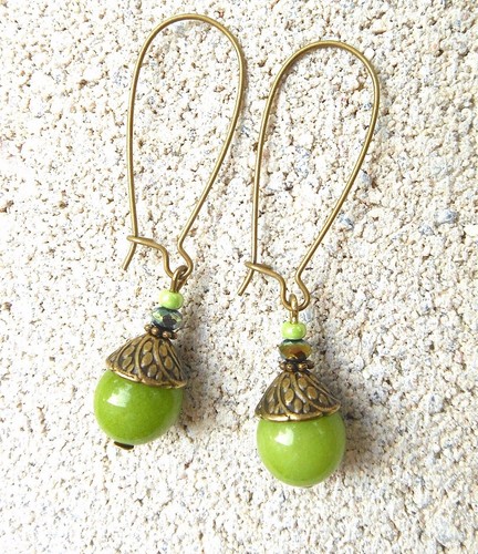 Boucles oreille vert - d'oreille,