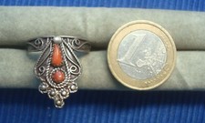 B34 Bague Arabe Berbere Argent Massif Corail Naturel Lot Bijou Ethique