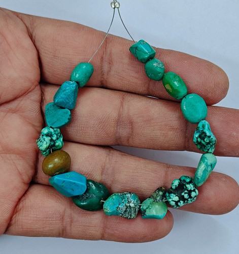Perles pépites turquoise - de,