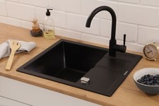 Evier de Cuisine Évier Encastré Granit Évier 58x50 Noir respekta Nashville