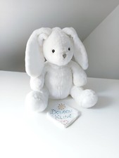 Peluche/Doudou Lapin Assis Blanc Nez Yeux Gris Foncé 23cm Du Pareil Au Même DPAM