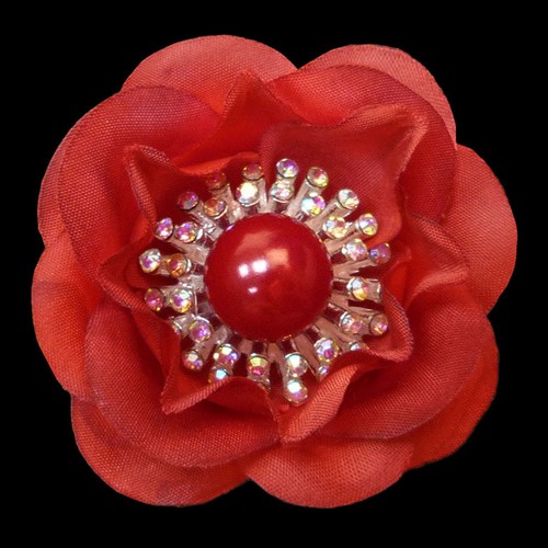 Broche fleur rouge camélia - broche,