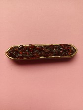 Cesarée Paris broche longue métal et perles en ambre