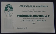 Carte de visite THEROND BESSON Nimes Chaussure Shoes Fafiot visit card