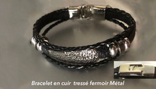 Bracelet-gourmette en cuir