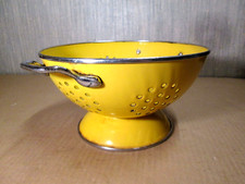 PASSOIRE piedouche tole emaillée inox 23cm Egouttoir Colander Sieb retro c1960