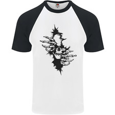 Un Crâne D'une Chemise Déchirée Gothique Goth Biker Homme T-Shirt S/S
