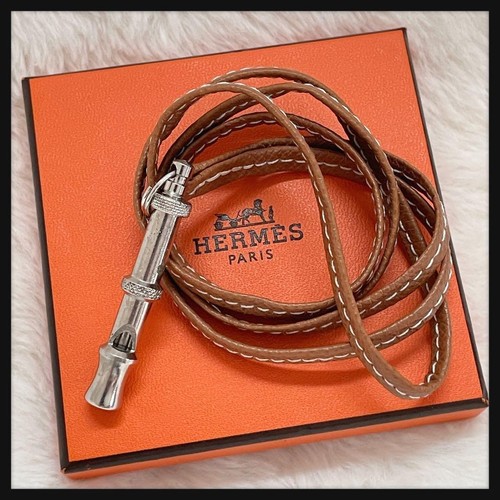 Collier sifflet hermes cuir - hermes,