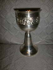 CALICE/COUPE/FRISE DE ROSES/METAL ARGENTé/STYLE ART DECO/H.22cm,DIAM.12cm/XXème