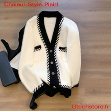 Cardigan Plaid Chic Vintage