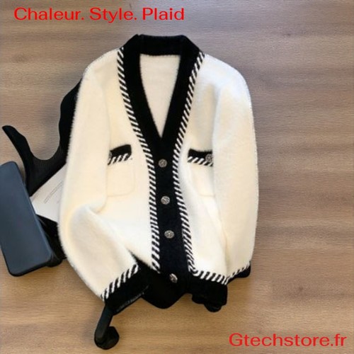 Cardigan plaid chic - cardigan,