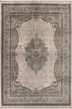 Tapis D'Area Floral Turc En Soie Ivoire 10x13 Pieds Doux