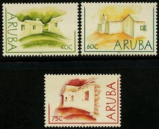 ARUBA N°301/303** Maisons en torchis , 2003 MNH