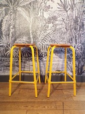 2 TABOURET HAUT ATELIER MéTAL-DESIGN INDUSTRIEL 70-80-bar