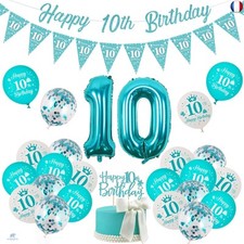 Décorations de 10e anniversaire pour filles, Bleu sarcelle Double chiffres 