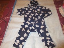 combinaison pyjama à capuche lulu castagnette polaire marine à motifs 4 ans