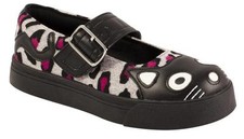 T.U.K. A8291L TUK Baskets À Bout Rond Kitty Mary Jane Gris / Rose Léopard Tricot