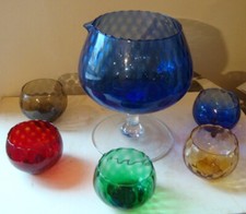 Service Punch Sandria Vintage Grand Verre Cognac Verre Empoli de Couleur +coupes