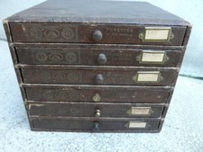 Ancien meuble de métier,mercerie L.V Paris-J.T.P.F Tête de cheval.CB-6 tiroirs