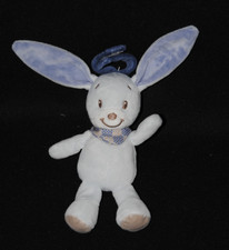 ?Peluche doudou lapin NATTOU bleu Bibou Alex bandana carreaux grelot 16 / 24cm