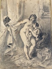 Très Beau Dessin ancien femme