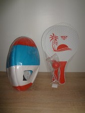 LOT DE 2 JEUX JEU DE RAQUETTES BEACH BOIS + BALLON DE RUGBY COLLECTOR IDEE CADEA