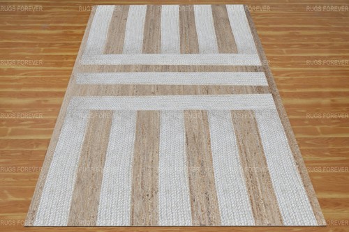 Jute blanc zone tapis main - tapis,