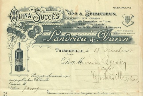 Facture 1913 quina - facture,