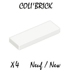 Lego 63864 - 4x Plaque Lisse / Tile 1x3 - Blanc / White - 4558168 NEUF