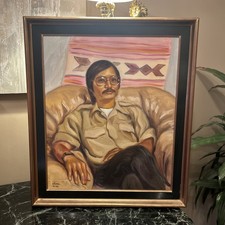 Tableau Ancien, Portrait D’homme, Huile Sur Toile XX Ème