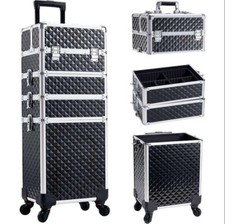 X Valise Trolley 4in1 Cheats Beauté Case Voyage Make Up Esthéticienne Roues Noir