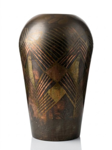 Vase dinanderie art déco - vase,