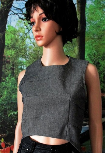 Top débardeur denim gris