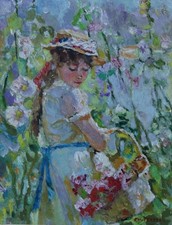 Gouache portrait jeune fille