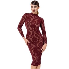 Robe fourreau en tulle floqué