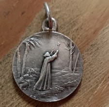 Rare Médaille Religieuse Ancienne ND  Lerin Ste Honorat Cannes Palmiers  Serpent