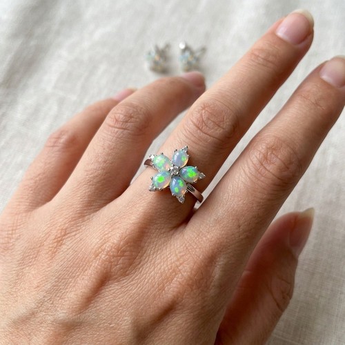 Bague fleur opale - bague,