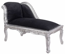 Sofabank Banquette Capitonnée Noir Ottoman Argent Banc Baroque Tabouret