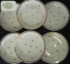 Porcelaine BOYER Limoges - Lot x6 assiettes plates 24,5 cm (dorures abondantes)