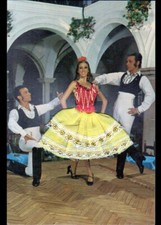 ESPAGNE / Danse à 3 , DANSEUSE FLAMENCO avec robe rouge brodée tissu dentelle
