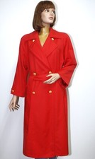 Vintage 1980s Red Wool Raglan Trench Coat AQUASCUTUM 12UK 8US Made in England