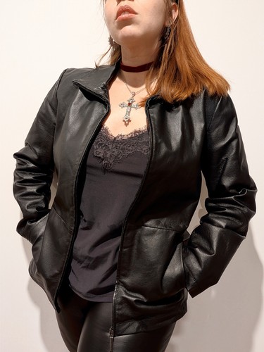 Veste cuir véritable noir - en,