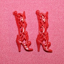 Paire de bottes rouges courtes / chaussures poupée Barbie Fairytopia Mattel