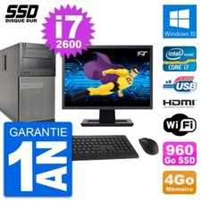 PC Tour Dell 390 MT Ecran 19" i7-2600 RAM 4Go SSD 960Go HDMI Windows 10 Wifi
